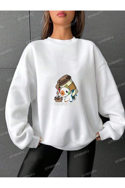 EFFRENATU Γυναικείο φούτερ με λαιμόκοψη Basic Oversize
