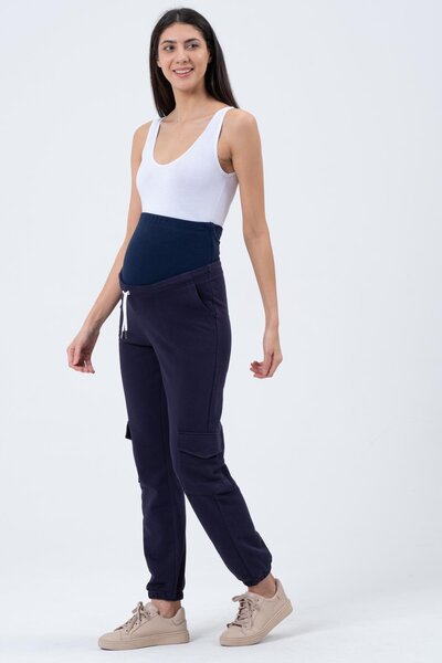 BUSA Hamile Üç Iplik Kargo Eşofman Altı Lacivert