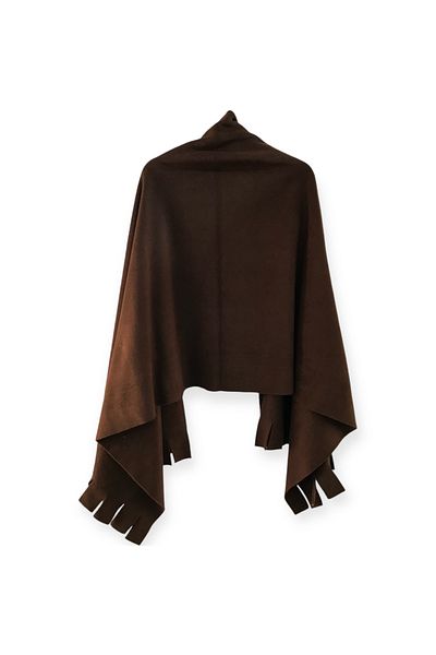 UgurToyss Dark Brown Winter Fleece Shoulder Shawl Soft Textured Thick Shoulder Shawl Scarf Cafe,Restaurant,Hotel Shawl