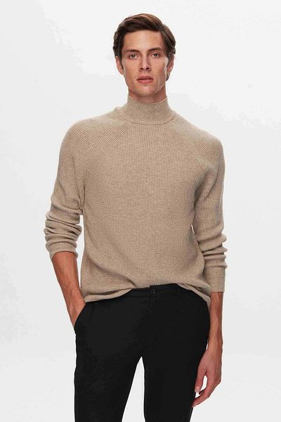 Twn Πλεκτό πουλόβερ Slim Fit Mink Thessaloniki