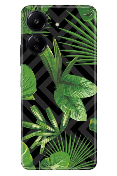 senada حافظة متوافقة مع هاتف Xiaomi Redmi 13C من السيليكون بنمط أوراق الشجر ا...