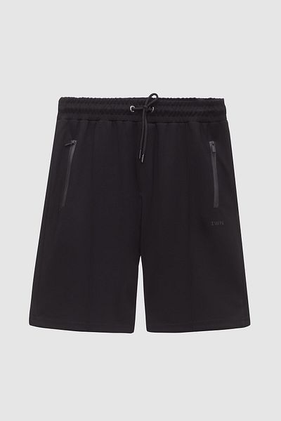 Twn Slim Fit Μαύρο μασίφ πλεκτό σορτς