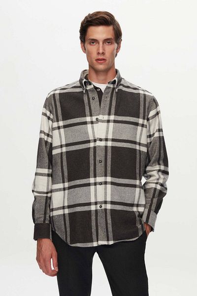 D'S Damat Comfort Anthracite καρό πουκάμισο