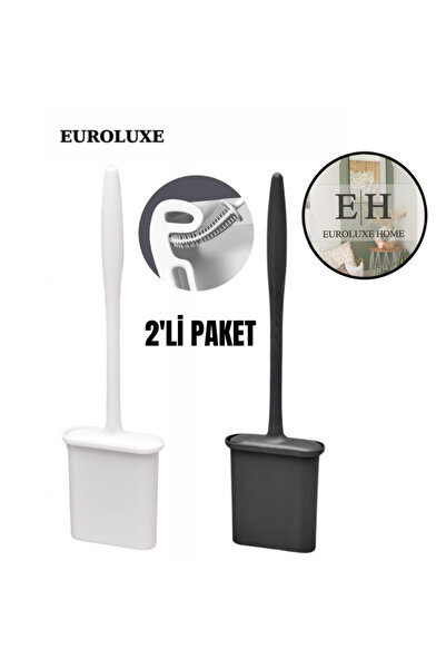 EUROLUXE Crno-bela silikonska četka za toalet savitljiv set praktična silikon...