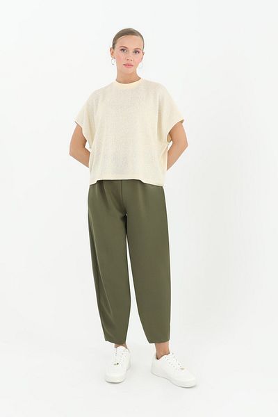 Puane Pantaloni Shalwar cu talie largi pentru femei cu spate elastic P18166