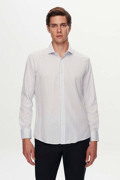 D'S Damat Πουκάμισο Ds Damat Slim Fit με μοτίβο λευκής γραμμής