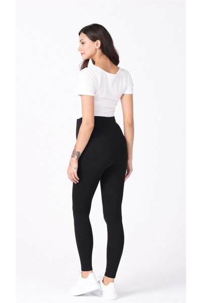 BUSA Hamile Esnek Karın Bantlı Jarse Tayt Siyah