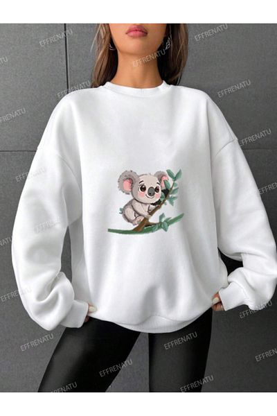 EFFRENATU Γυναικείο φούτερ με λαιμόκοψη Basic Oversize
