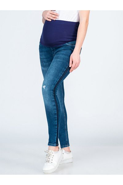 BUSA Blugi De Maternitate Ripped Model Skinny Leg Albastru Albastru