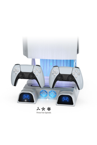Hobimtek Ps5 Slim Için Çok Fonksiyonlu Soğutma Standı Kol Şarj Istasyonu Organizatör Stand Dock Led Işıklı