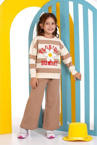 tunays shopping 3 Thread Ribbed Oversize Mold Florida Printed Girl's Set