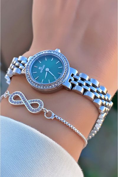Reward Brand Silver Color Small Case Steel Cord Women's Wristwatch - with Bracelet Gift