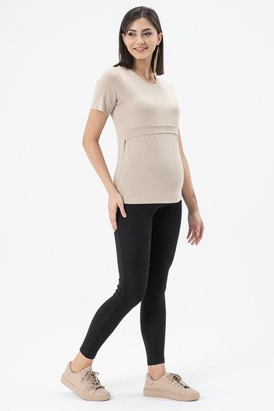 BUSA Tricou cu mânecă scurtă pentru gravidă care alăptează Bej