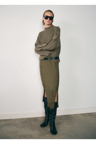 MANGO Woman Knitted Sweater with Button Detail