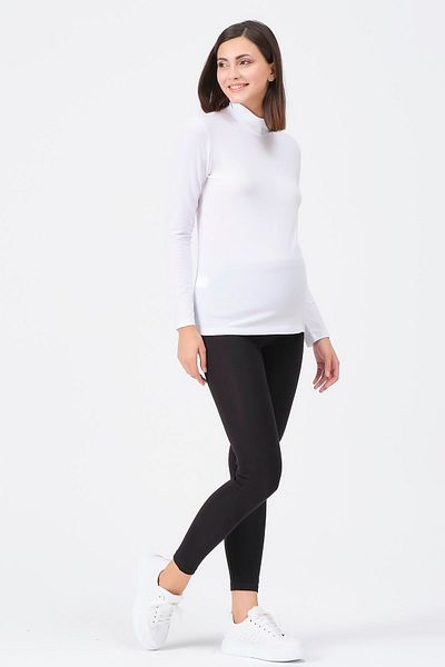 BUSA Maternitate Mânecă Lungă Turtleneck Body Alb