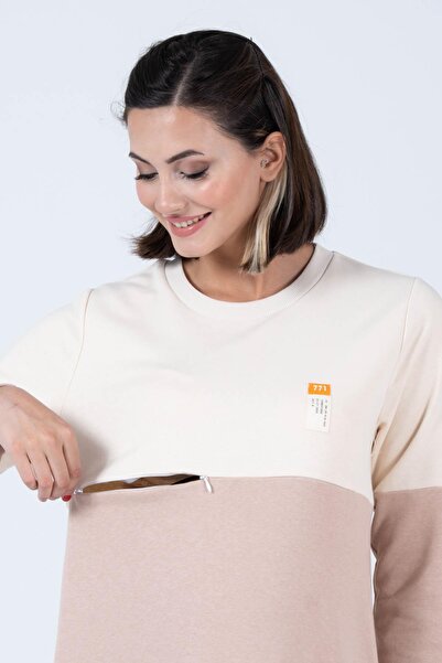 BUSA Φόρεμα εγκυμοσύνης Color Block Μπεζ