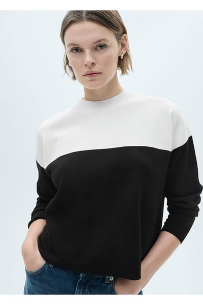 MANGO Woman Two-Color Perkins Collar Sweater