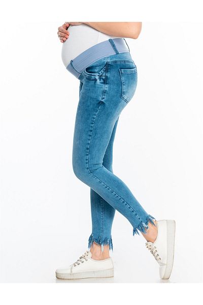 BUSA Blugi skinny cu susținere abdominală de maternitate, albastru