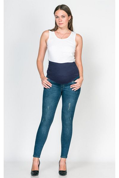 BUSA Blugi Maternitate Leg Line Model Ripped Blue