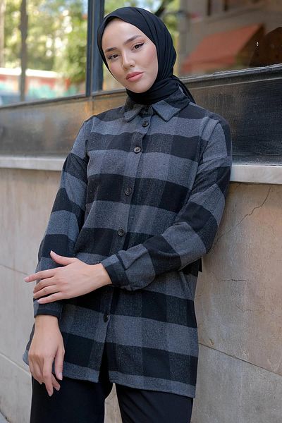 hafsamina Classic Lumberjack Shirt Smoked HM2272