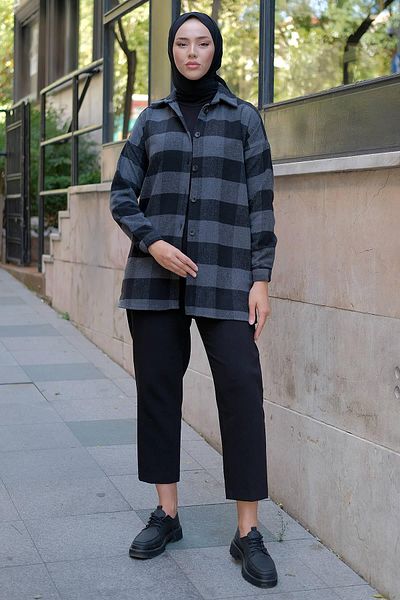 hafsamina Classic Lumberjack Shirt Smoked HM2272