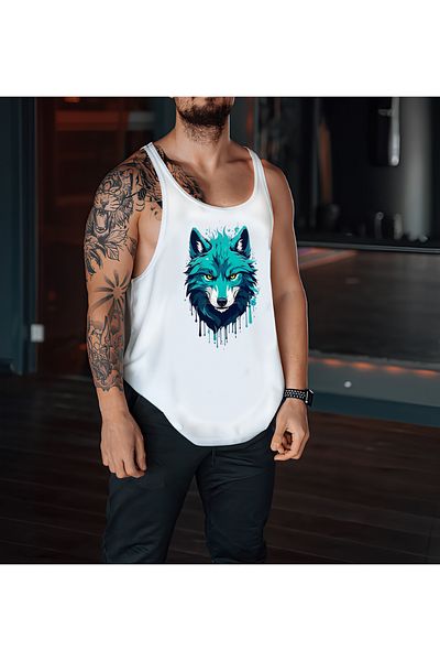 CDA Blue Kurt Gym Tank Top - White Sports Tank Top