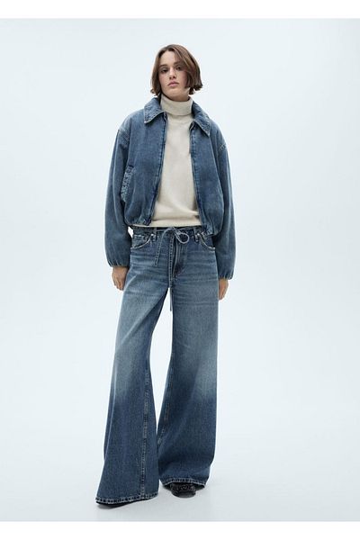 MANGO Woman Palton din denim cu buzunare