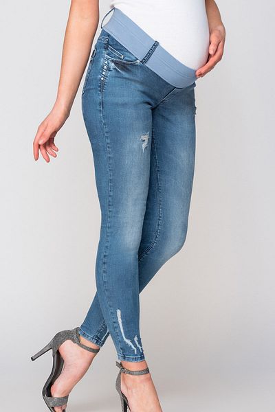 BUSA Blugi Skinny Pregnant Pearl Detalii Albastru