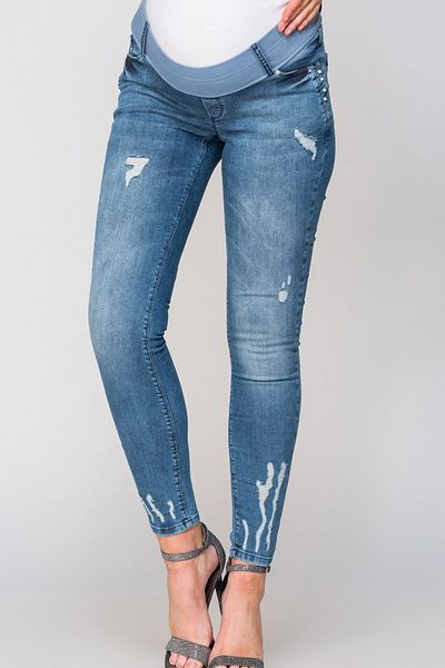 BUSA Blugi Skinny Pregnant Pearl Detalii Albastru