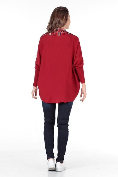 BUSA Claret Red Maternity Shawl Cardigan with Model