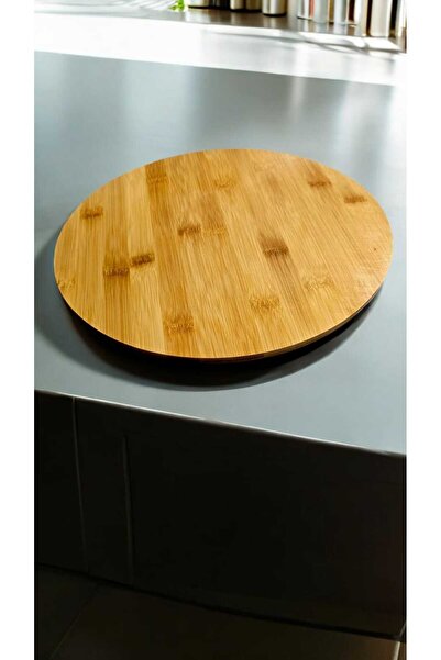 fswoodarthome حامل دوار من الخيزران بأرجل مستديرة - لوح عرض 30 سم