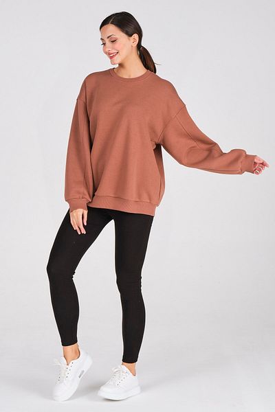 BUSA Облекло Basic Oversize термо суитшърт кафяв