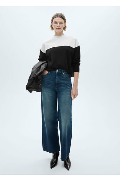 MANGO Woman Two-Color Perkins Collar Sweater