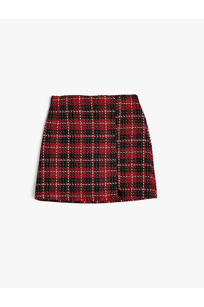 Koton New Season Tweed Skirt Wool Blend with Elastic Waist