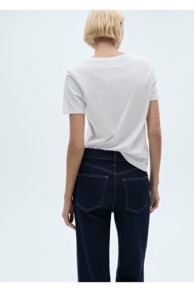 MANGO Woman Βαμβακερό κοντομάνικο μπλουζάκι