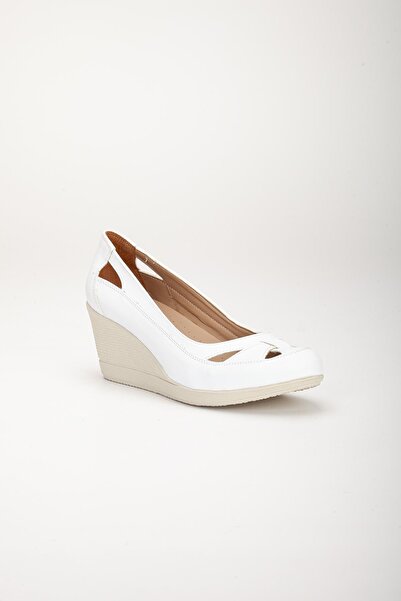 Dilimler Ayakkabı Wedge Sole Orthopedic White Women's Wedge Heeled Shoes
