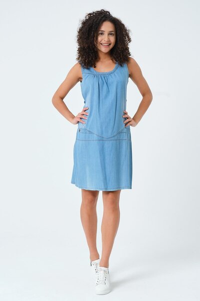 BUSA Μπλε φόρεμα τζιν εγκυμοσύνης