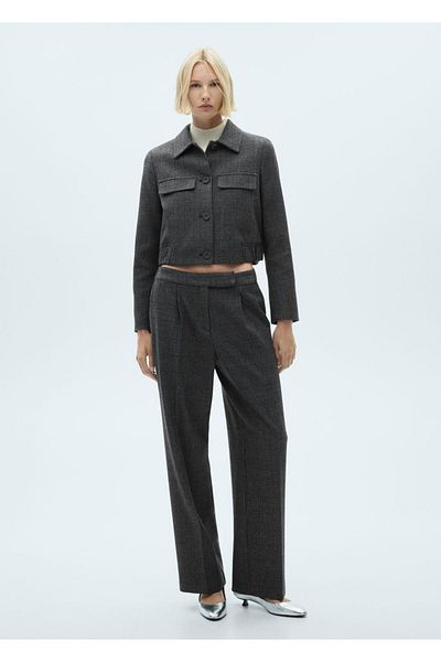 MANGO Woman Straight Cut Tweed Trousers