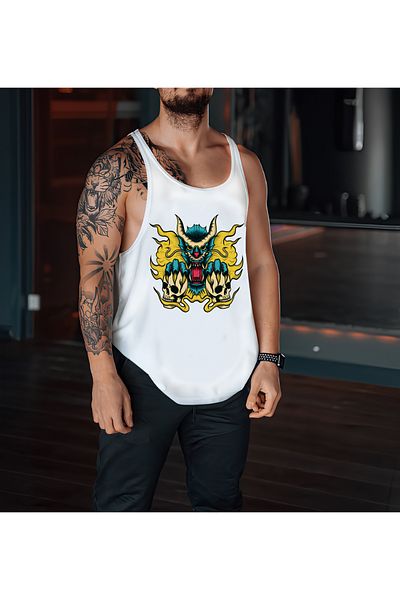CDA White Gothic Skeleton Gym Tank Top - Sports Tank Top