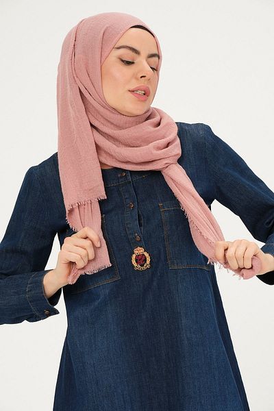 BUSA Îmbrăcăminte Buzunar frontal Hijab Tunica Denim Albastru