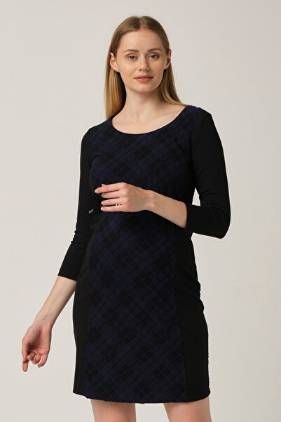 BUSA Hamile Kemerli Mini Elbise Lacivert