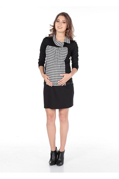 BUSA Pregnant Casual Mini Dress Black