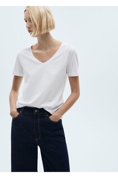 MANGO Woman Kurzärmliges Baumwoll-T-Shirt