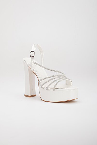 Dilimler Ayakkabı Жіночі вечірні туфлі з перехресним камінням на платформі та перламутровою підошвою