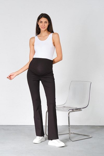 BUSA Pregnant Flexible Abdominal Banded Waist Adjustable Spanish Jersey Trousers Black