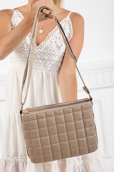 Dilimler Ayakkabı Square Quilted 3 Compartment Mink Women's Shoulder Bag