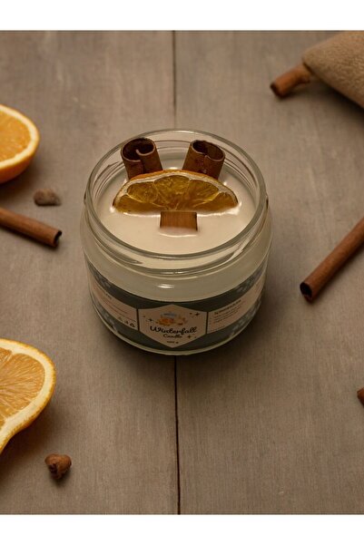 Candle Dekoratif Hediyelik Tarçın Kokulu Kavanoz Mum,Doğal El Yapımı,Soya Mumu
