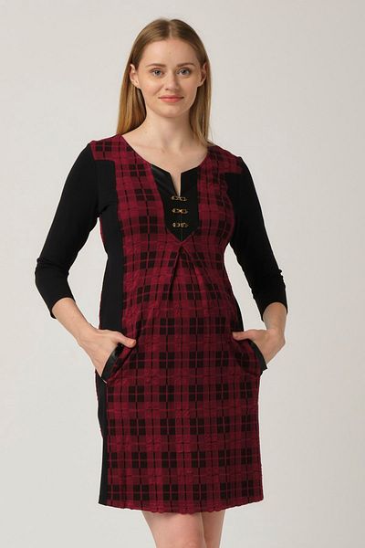 BUSA Maternity Collar Accessory Mini Dress Claret Red