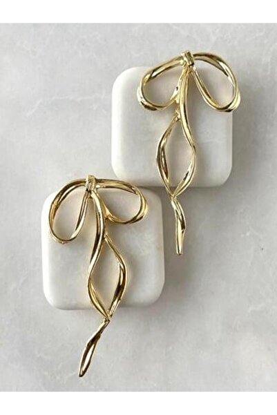 Jerie Gold and Silver Plate Bow Ribbon Look Earrings