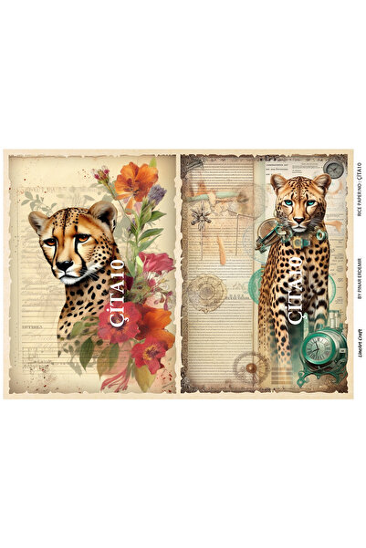 LİNEART سلسلة الفهد - ورق تزيين نحاسي مقاس 29 × 42 سم، رقم: CHETA10